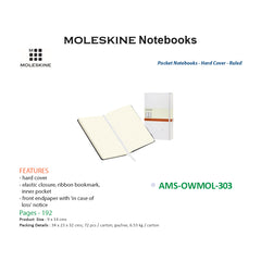 Moleskine Pocket Notebook - Hard Cover - Ruled White - Al Masam Stationery LLC