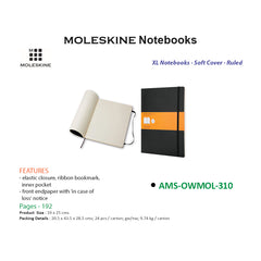 Moleskine XL Notebook - Soft Cover - Ruled - Black - Al Masam Stationery LLC