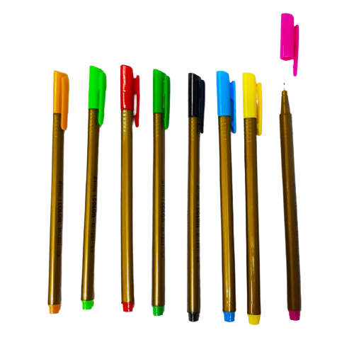 These Colour Point Pens come in an assortment of vibrant colours, making them perfect for organizing notes, color coding projects, or adding an artistic touch to any task. With their precise and smooth writing, these pens are ideal for both professional and creative use. Enhance your writing and drawing experience with these high-quality pens.  Fluorescent colour Point tip makers Size: 0.4mm Pack contains 12 pieces of assorted colours Main image