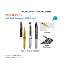 AMS-PN-26 - 3 in 1 Metal Pens (Pen + Torch + touch) - Al Masam Stationery LLC