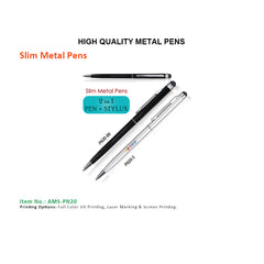 AMS-PN-20 - (2 in 1) Metal pen with touch - Al Masam Stationery LLC