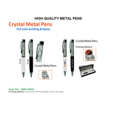 AMS-PN-24 - Metal pen with Crystal design - Al Masam Stationery LLC