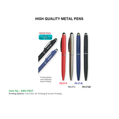 AMS-PN-27 - (2 in 1) - Rubber coated Metal pen with touch screen - Al Masam Stationery LLC