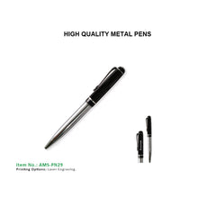 AMS-PN-29 - Black - Chrome Coloured Ball Point Pen - Al Masam Stationery LLC