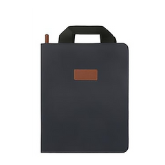 AMS-PNFO 302 Dosse A4 Portfolio with Handle Navy-Brown - Al Masam Stationery LLC