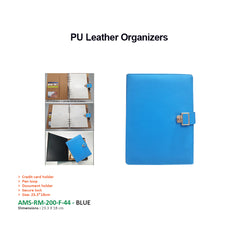 AMS-RM-200-F-44 - (BLUE) PU Leather Organizer - Al Masam Stationery LLC