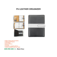 AMS-RM-200 C 1 - (Black) PU Leather Organizer - Al Masam Stationery LLC