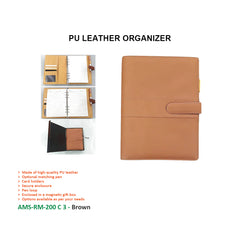 AMS-RM-200 C 3 - (Brown) - PU Leather Organizer - Al Masam Stationery LLC