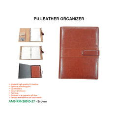 AMS-RM-200 D-27 - PU Leather Organizer (Brown) - Al Masam Stationery LLC