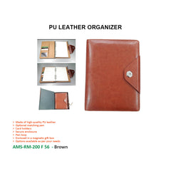 AMS-RM-200 F 56 - (Brown) - PU Leather Organizer - Al Masam Stationery LLC