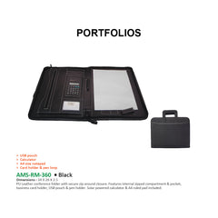 AMS-RM-360 - PU Leather portfolio - Al Masam Stationery LLC