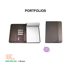 AMS-RM-363 • Brown  - PU Leather portfolio - Al Masam Stationery LLC