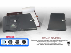 AMS-RM-366 - PU Leather portfolio with detachable USB Black - Al Masam Stationery LLC