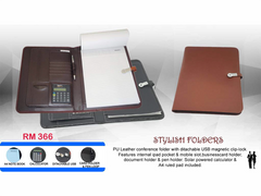 AMS-RM-366 - PU Leather portfolio with detachable USB - Al Masam Stationery LLC