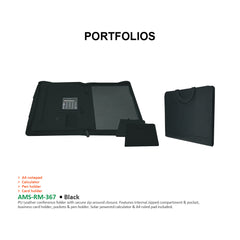 RM-367 - PU Leather folder with Handle Black - Al Masam Stationery LLC