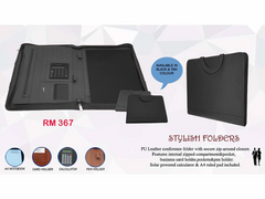 RM-367 - PU Leather folder with Handle Black - Al Masam Stationery LLC