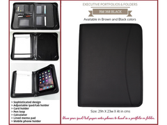 AMS-RM-368 • Black  -  PU Leather Portfolio - Al Masam Stationery LLC