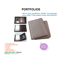 AMS-RM-368 • Brown  -  PU Leather Portfolios - Al Masam Stationery LLC