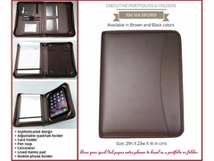 AMS-RM-368 • Brown  -  PU Leather Portfolios - Al Masam Stationery LLC