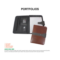 AMS-RM-380 - PU Leather Portfolio - Al Masam Stationery LLC