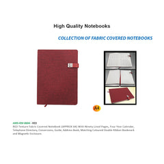 AMS-RM-8604 - RED - A4 size Fabric Notebooks - Al Masam Stationery LLC