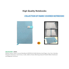 GREEN - A5 size - Fabric Notebooks - Al Masam Stationery LLC