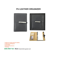 AMS-RM-F 58 - (Black) PU Leather Organizer - Al Masam Stationery LLC