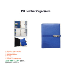 AMS-RM-S-220 - BLUE PU LEATHER ORGANIZER - Al Masam Stationery LLC