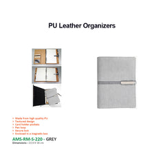 AMS-RM-S-220 - (Grey) - PU Leather Organizer - Al Masam Stationery LLC