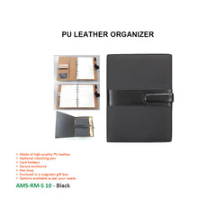 AMS-RM-S 10 - Black PU Leather Organizer - Al Masam Stationery LLC