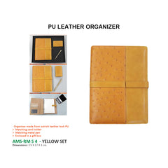 AMS-RM S 4 - (Mustard yellow) PU Leather Organizer - Al Masam Stationery LLC