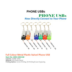 Full Colour Metal Plastic Swivel Phone USB - Al Masam Stationery LLC