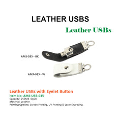 Leather USBs with Eyelet Button - Al Masam Stationery LLC