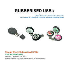 Round Black Rubberized USBs - Al Masam Stationery LLC