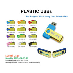 Swivel USBs gold shine - Al Masam Stationery LLC