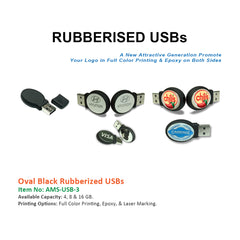 Oval Black Rubberized USBs - Al Masam Stationery LLC