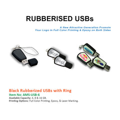 Black Rubberized USBs with Ring - Al Masam Stationery LLC