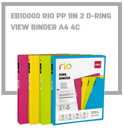 Deli Rio PP 1IN 2 D-Ring View Binder A4 4C - Al Masam Stationery LLC