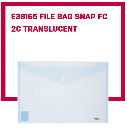 Deli File Bag Snap FC 2C Translucent - Al Masam Stationery LLC