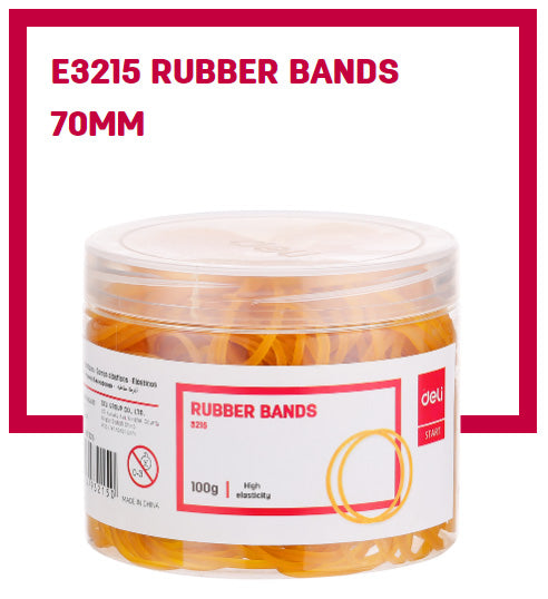 Deli Rubber Bands 70mm (100 grams) - Al Masam Stationery LLC