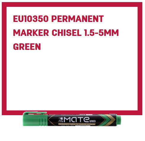 Deli Permanent Marker Chisel 1.5-5mm Green - (EU10350) - Al Masam Stationery LLC