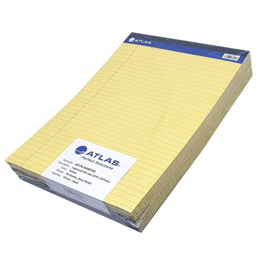 Atlas 40 Sheet Legal Pad A4 Yellow - Al Masam Stationery LLC Main image