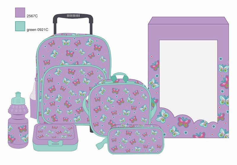 Atlas 5 in 1 Girl Trolley Set 16" Butterfly - Al Masam Stationery LLC Main image