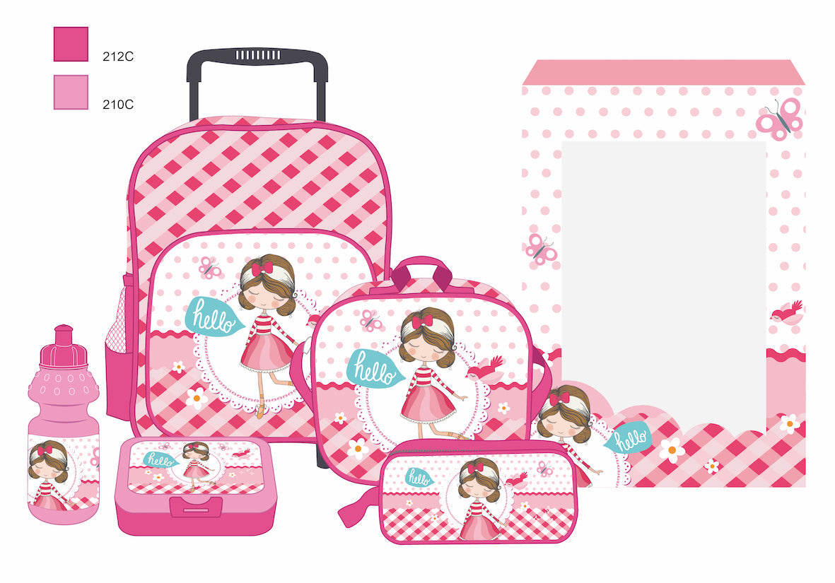 Atlas 5 in 1 Girl Trolley Set 16" Hello - Al Masam Stationery LLC Main image