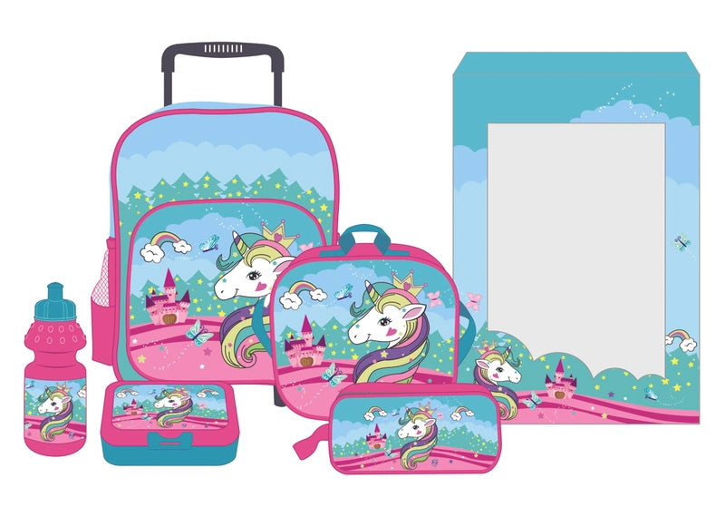 Atlas 5 in 1 Girl Trolley Set 16" Unicorn - Al Masam Stationery LLC Main image