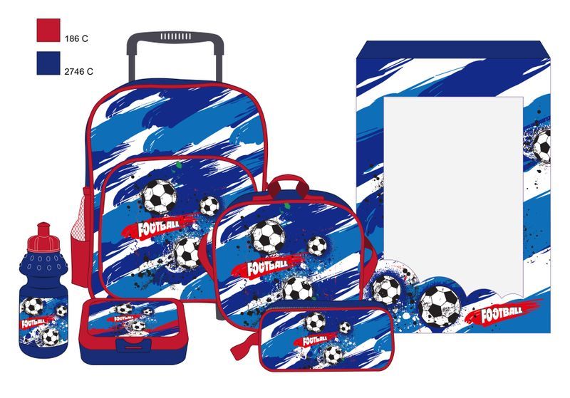 Atlas 5 in 1 Trolley Set 16" Boy Soccer - Al Masam Stationery LLC Main image