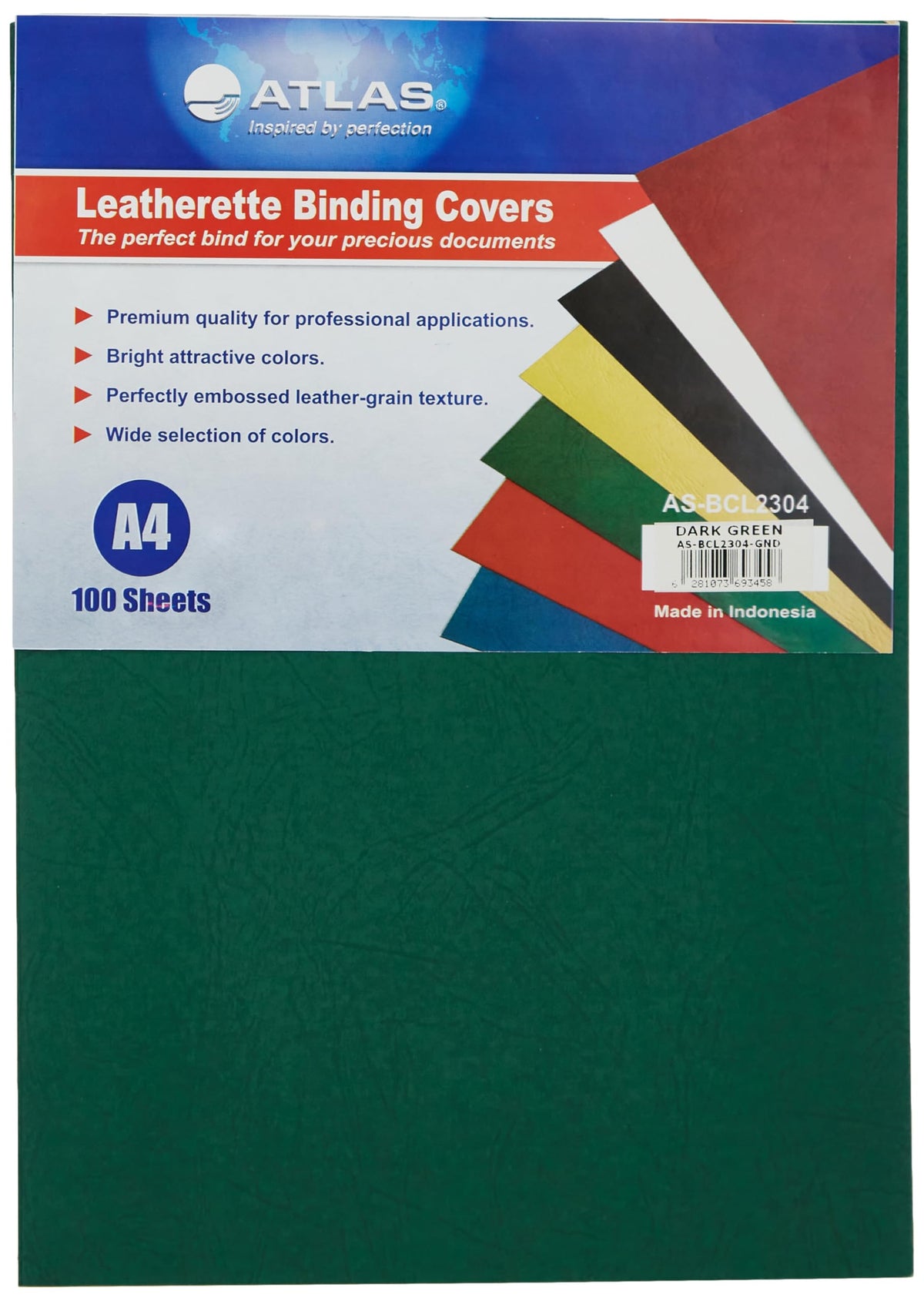 Atlas A4 Plastic Binding Cover Green 50 Sheets - Al Masam Stationery LLC Main image