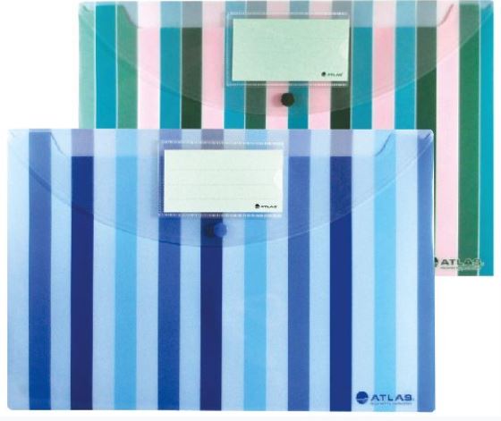 Atlas Document Bags Streaks Line Designed F/S Blue - Al Masam Stationery LLC Main image