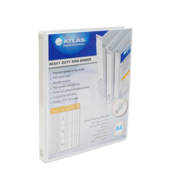 Atlas PVC 2 Ring A4 25mm With Pocket White - Al Masam Stationery LLC Main image