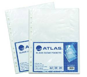 Atlas Sheet Protector Clear 80Mic Pack of 20pc - Al Masam Stationery LLC Main image